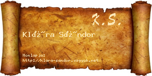 Klára Sándor névjegykártya
